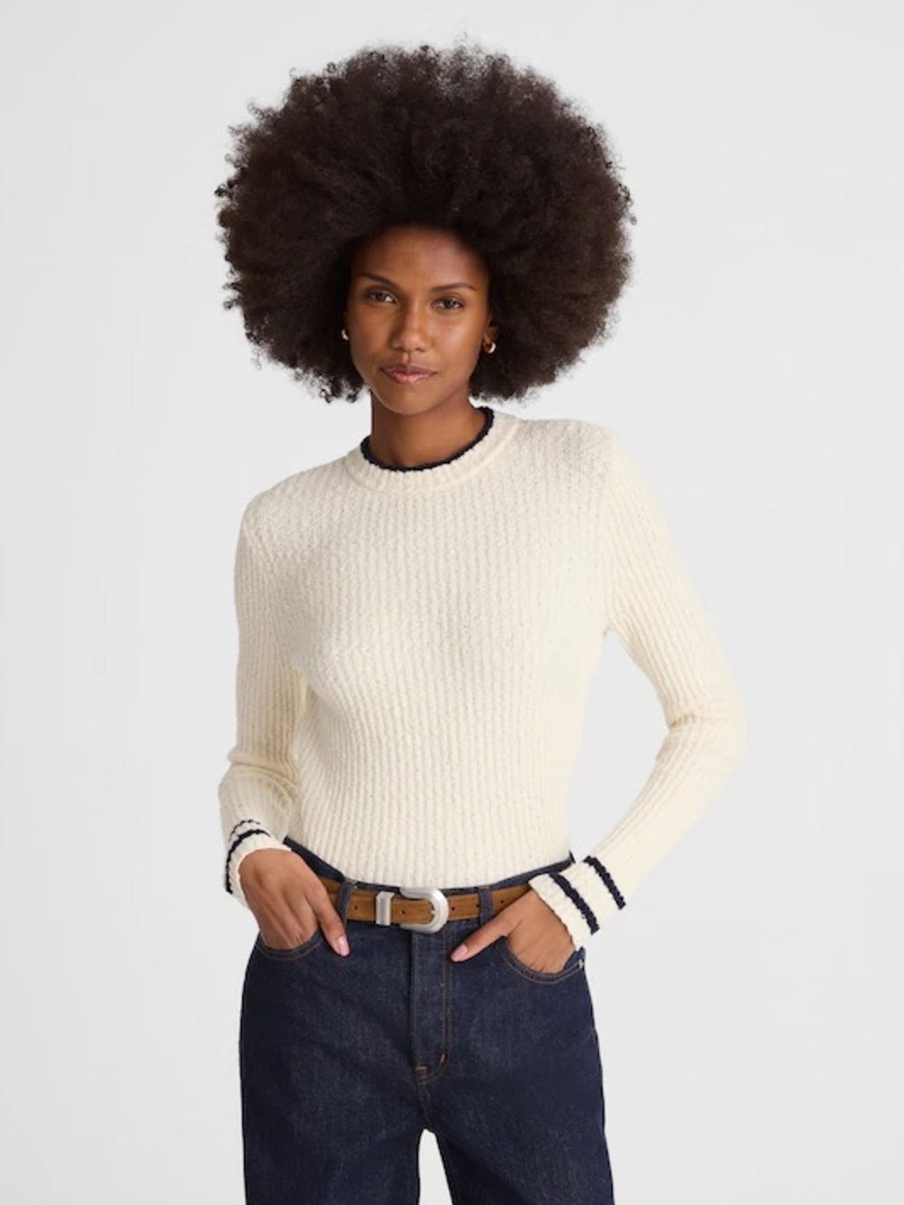 NWT! Madewell Cream Bouclé-Knit Sweater